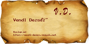 Vendl Dezső névjegykártya